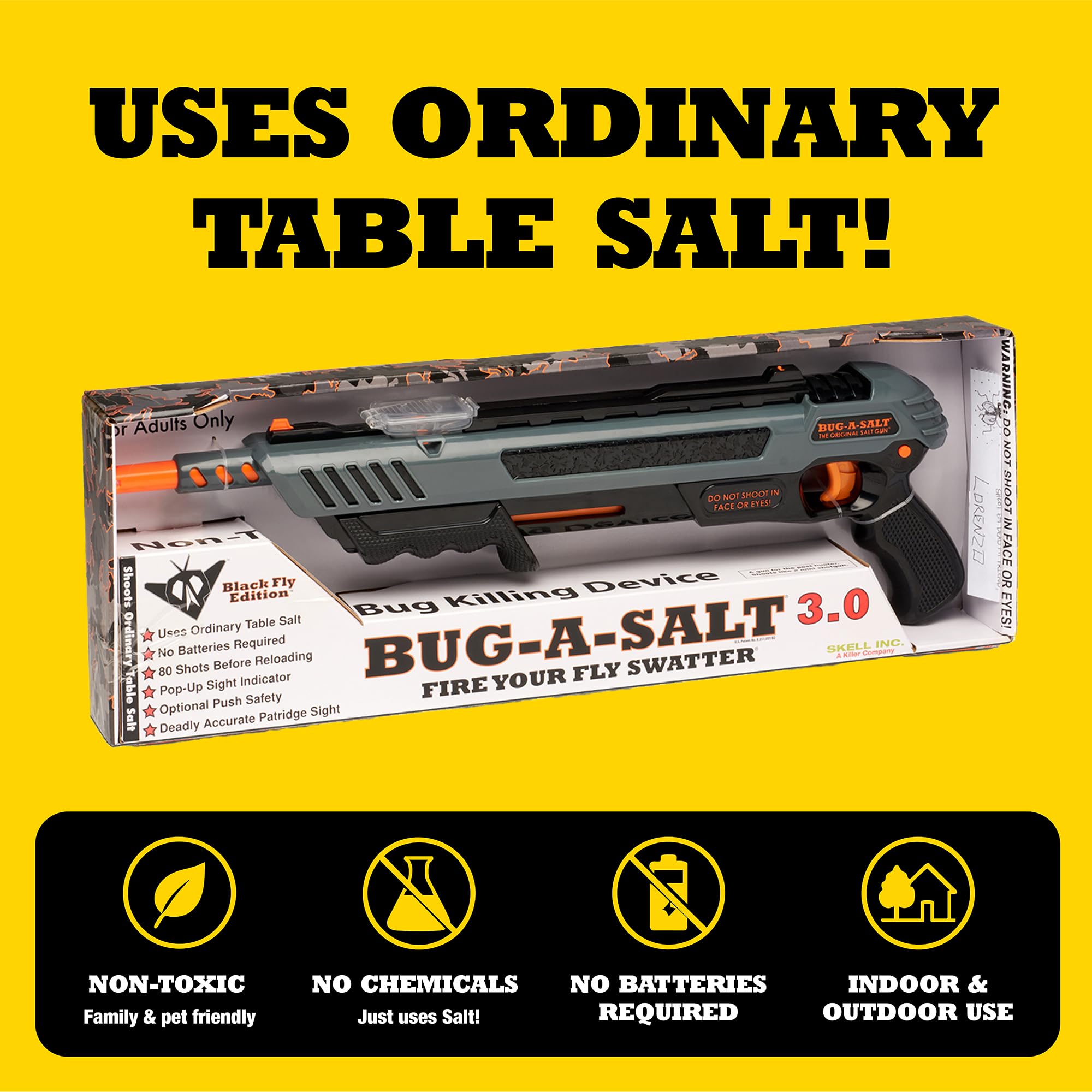 BUG-A-SALT detalle del cañón elevado que mejora la trayectoria y la puntería