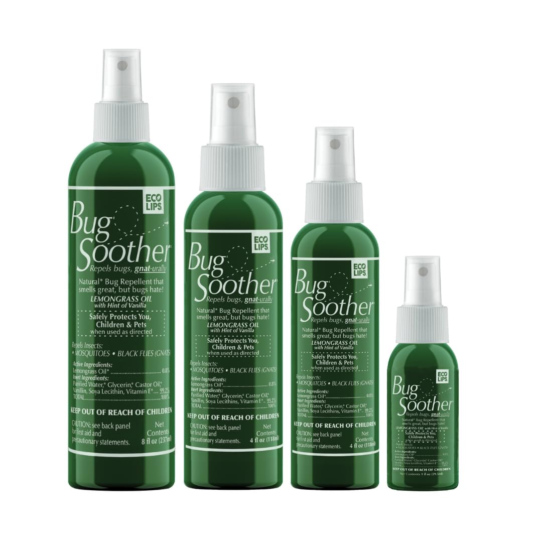 Bug Soother frente del pack familiar mostrando cuatro envases, protección natural