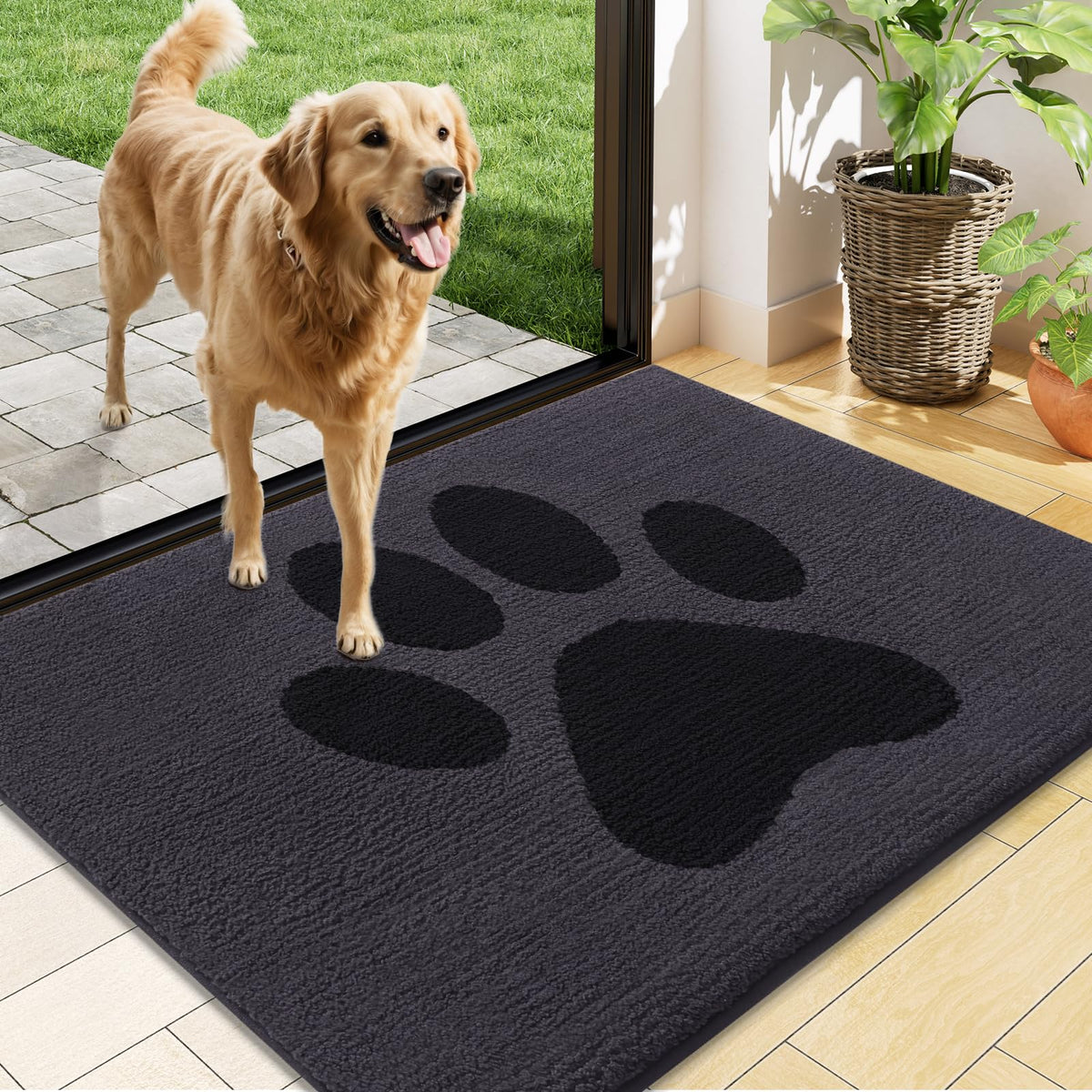 Buganda felpudo frontal 48x30 mostrando superficie absorbente y limpieza fácil