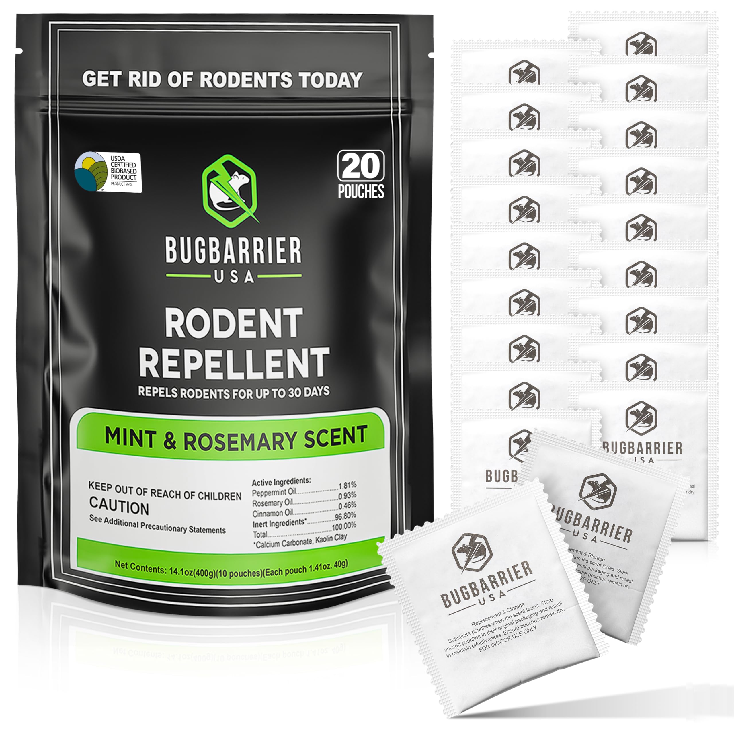 BugBarrier empaque frontal pack de 20 pouches protege espacios