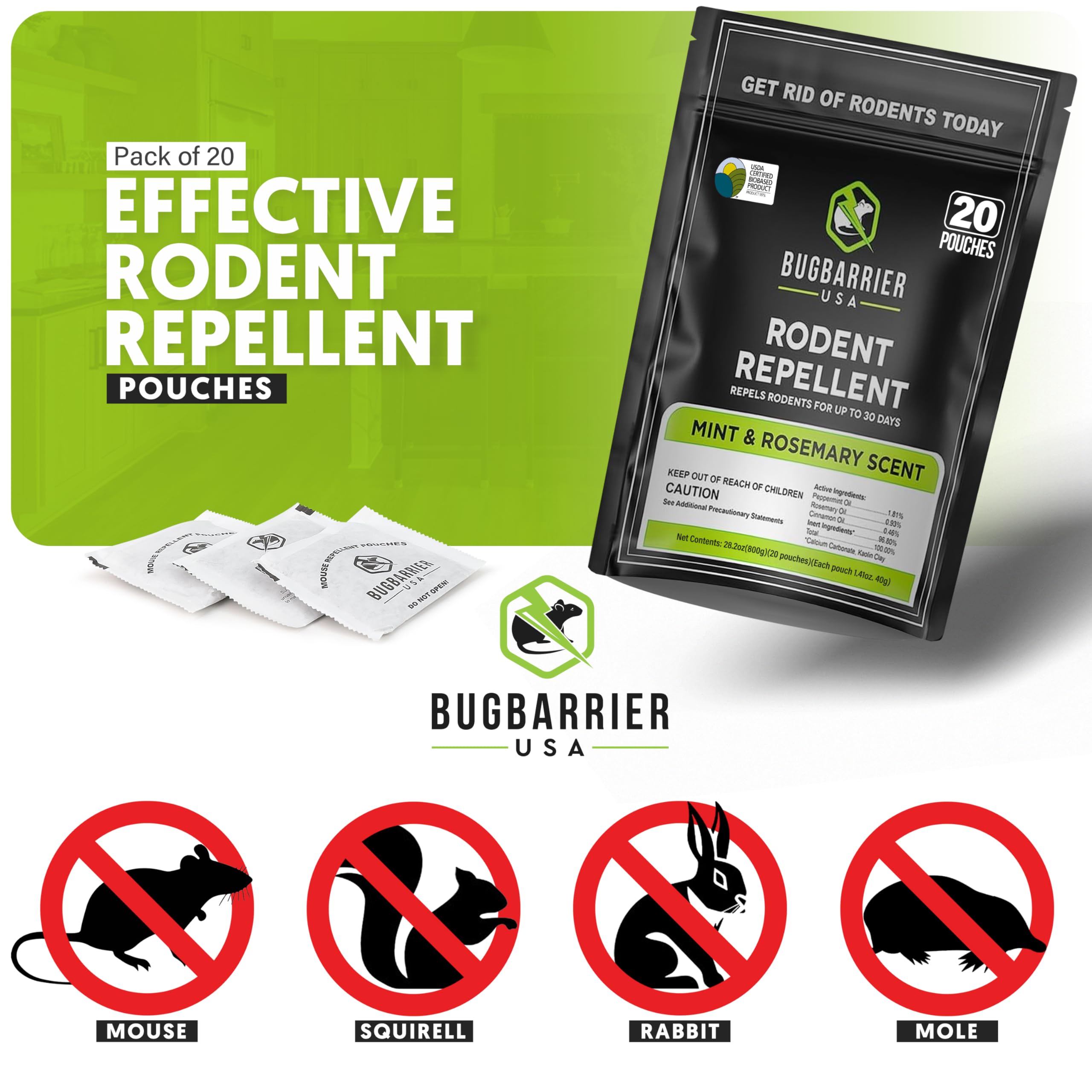 BugBarrier pouch detalle tela mostrando liberación controlada