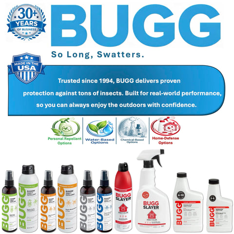 Buggins etiqueta con ingredientes, fórmula sin DEET y base acuosa