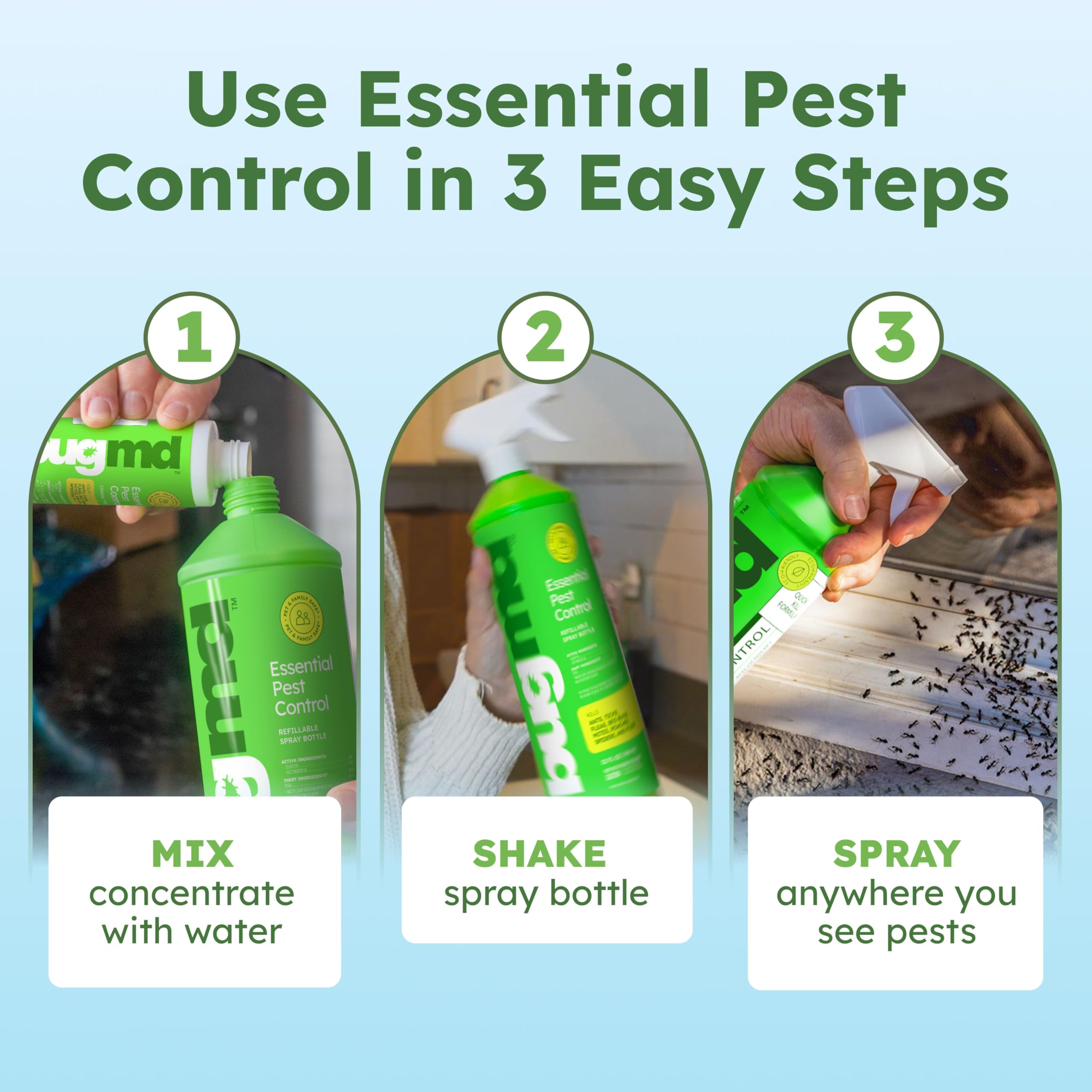 BugMD etiqueta con instrucciones claras y recomendaciones de mezcla