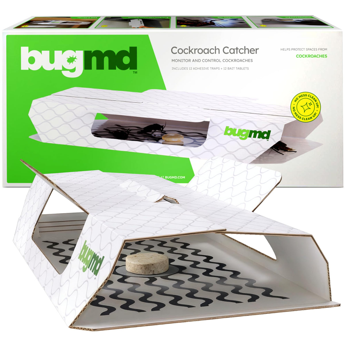 BugMD empaque frontal mostrando pack de 12 y beneficio control rápido