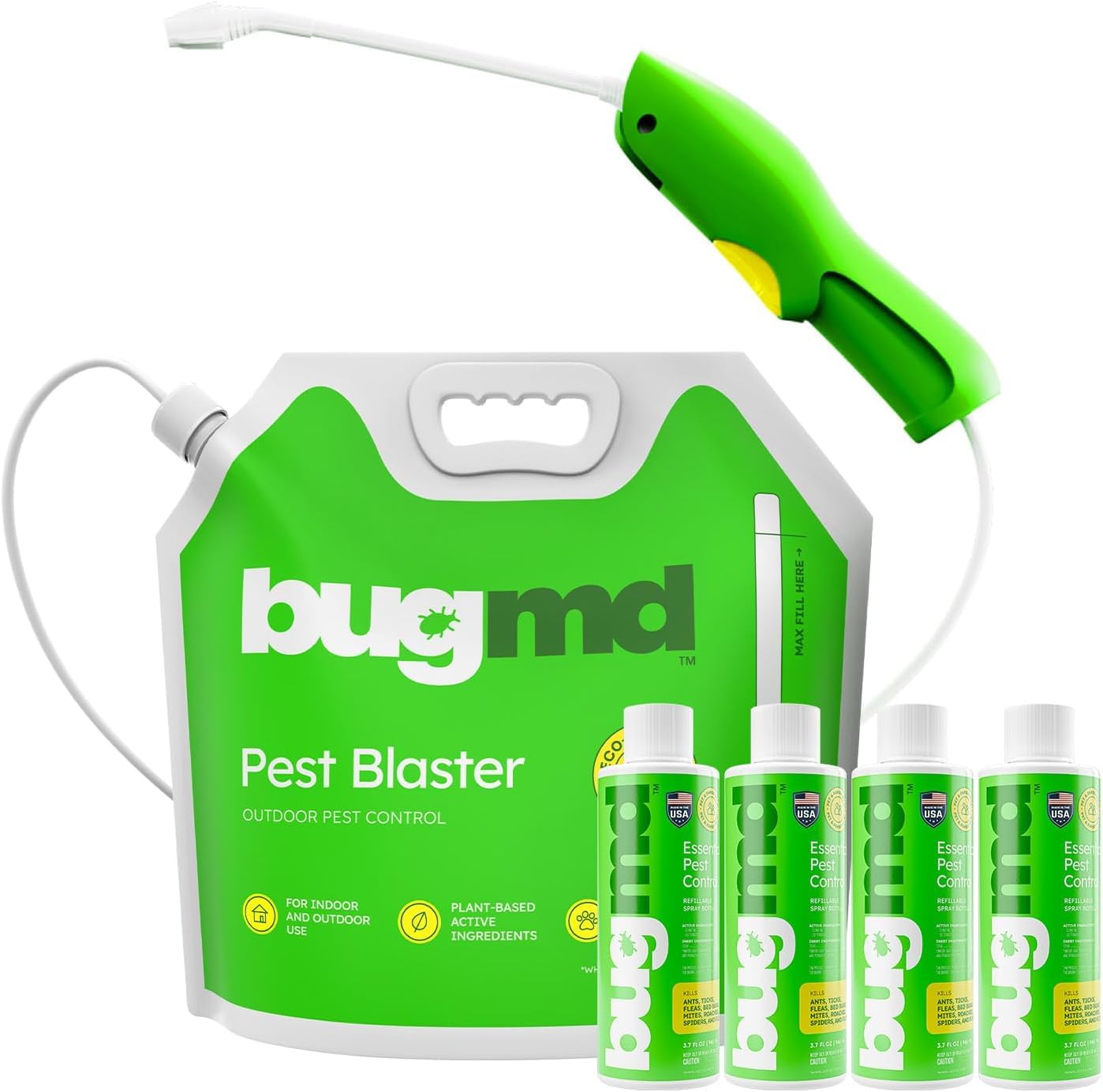 BugMD pulverizador frontal mostrando diseño recargable y facilidad de uso