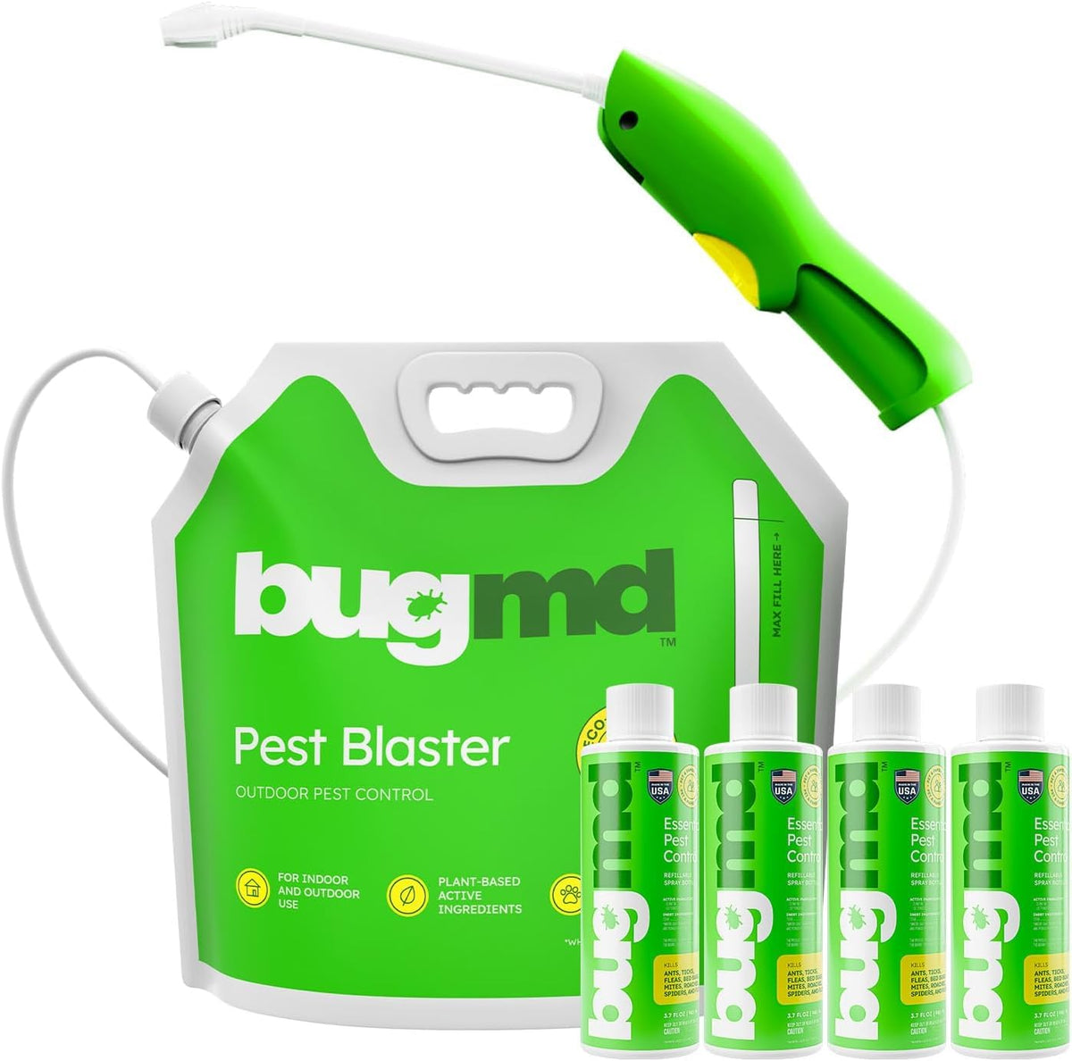 BugMD pulverizador frontal mostrando diseño recargable y facilidad de uso