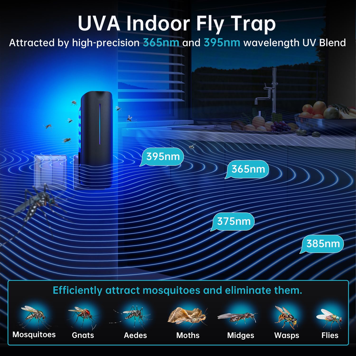 BURLAN detalle de la lámpara UV 9W que atrae insectos eficazmente