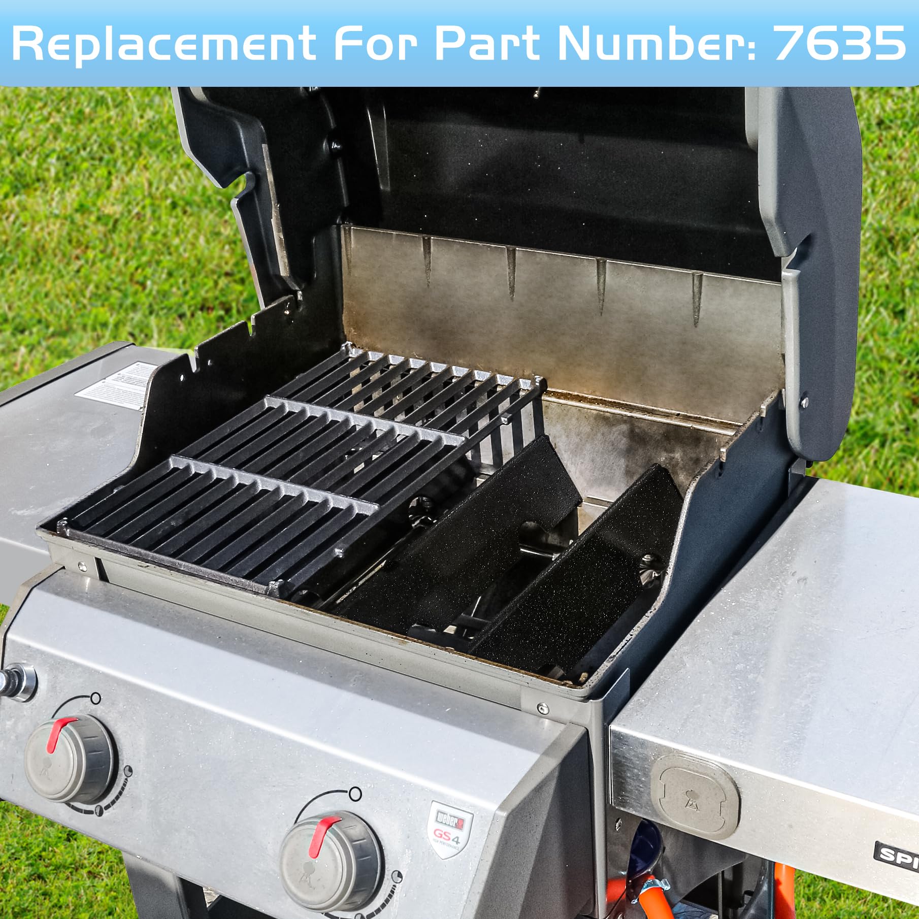 Burly grill primer plano de muescas para mejor ventilación y control