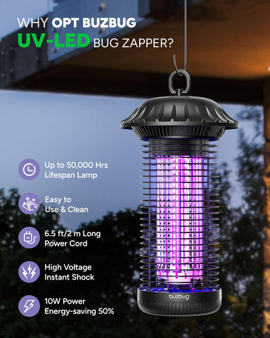 Buzbug close-up de LEDs dual-band que mejora atracción de insectos