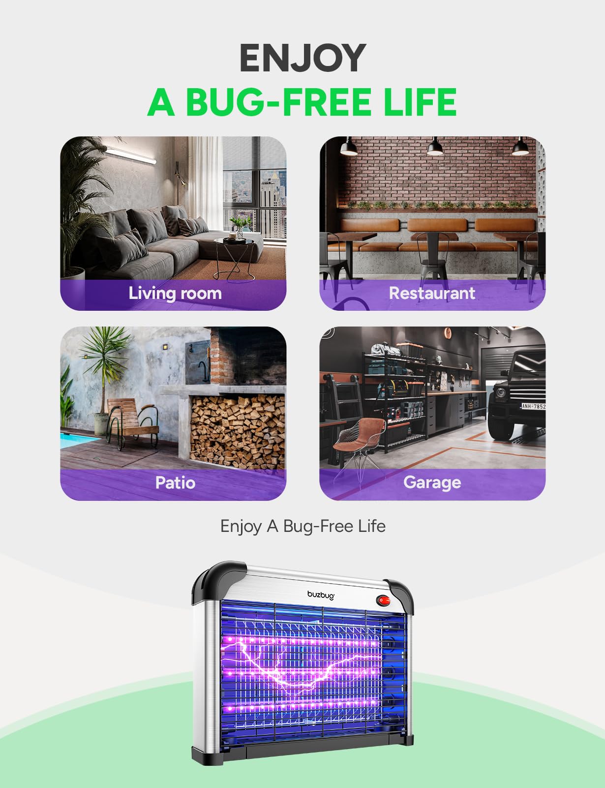 Buzbug etiqueta técnica con especificaciones y ahorro energético
