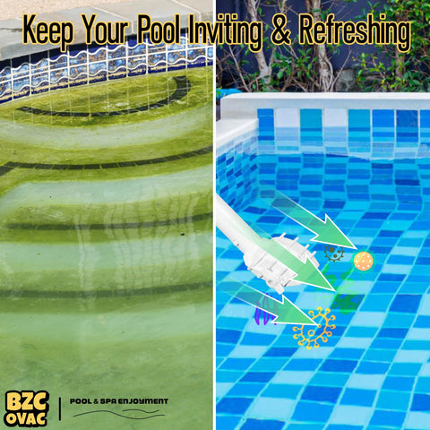 Bzcovac limpiando escalón de piscina eliminando depósitos visibles
