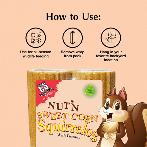C&S Squirrelog con ardilla alimentándose, crea actividad en patios