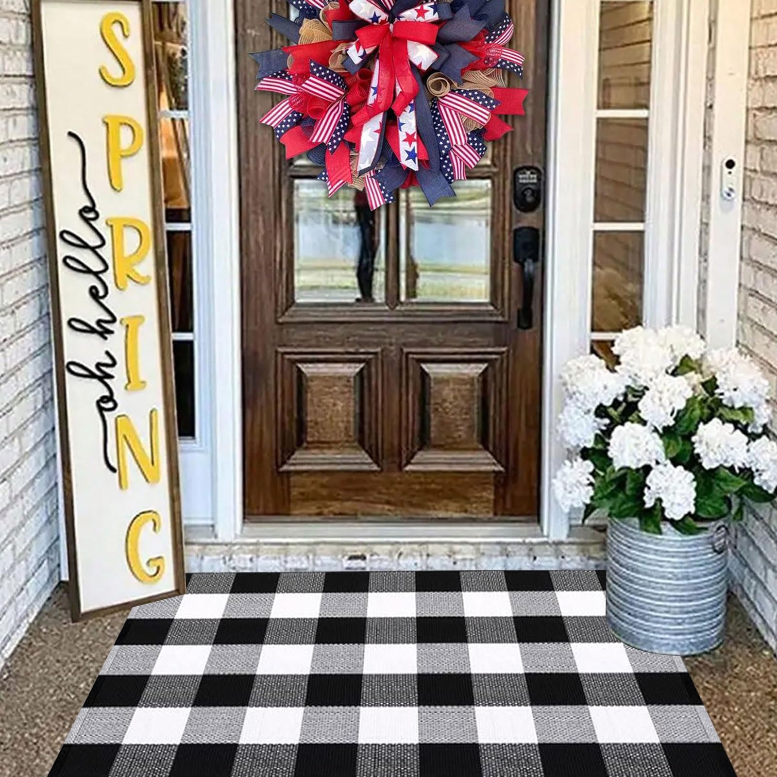 CAINANEL superposición con felpudo "hello" para decoración estacional