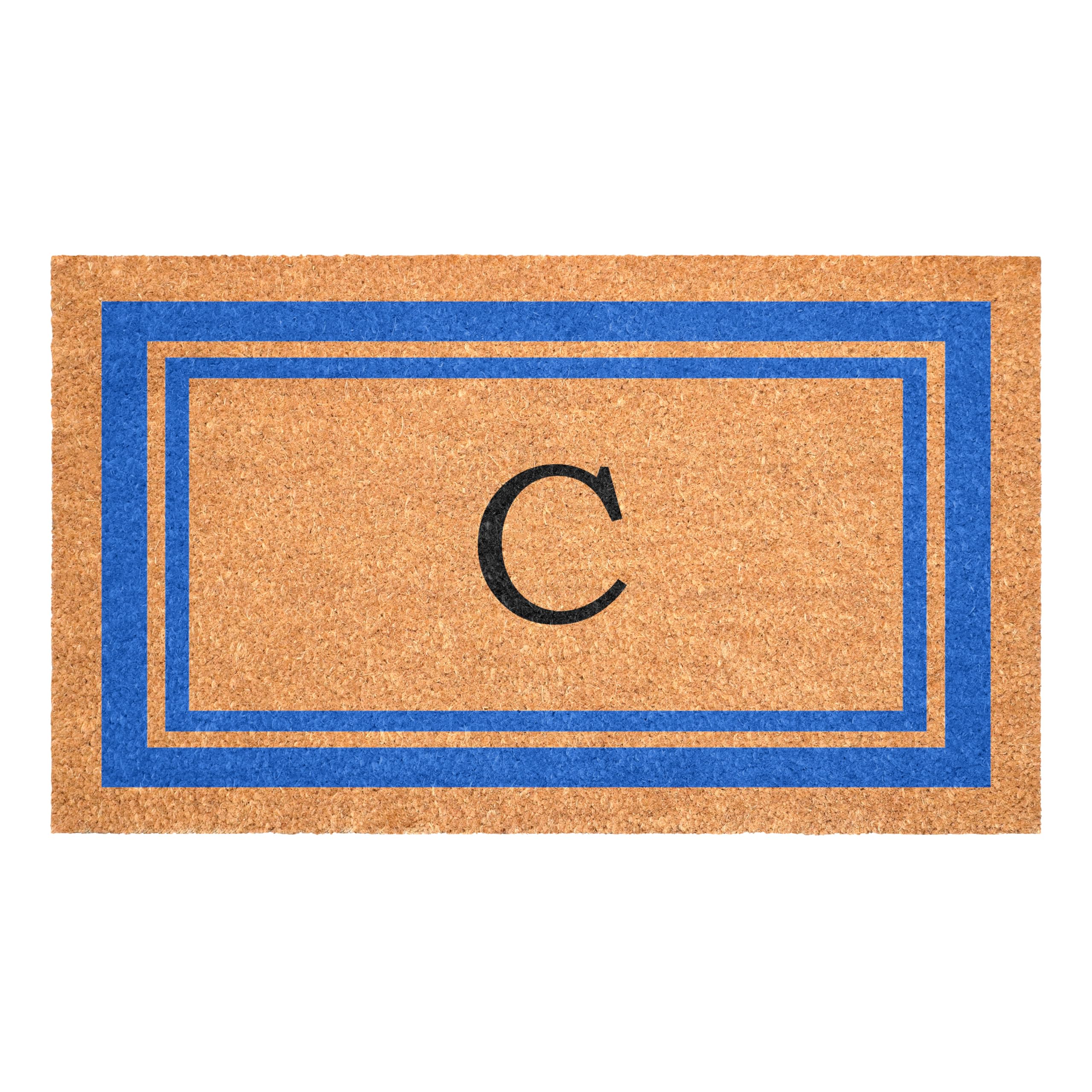 Calloway Mills felpudo frontal con monograma C y borde azul, entrada elegante