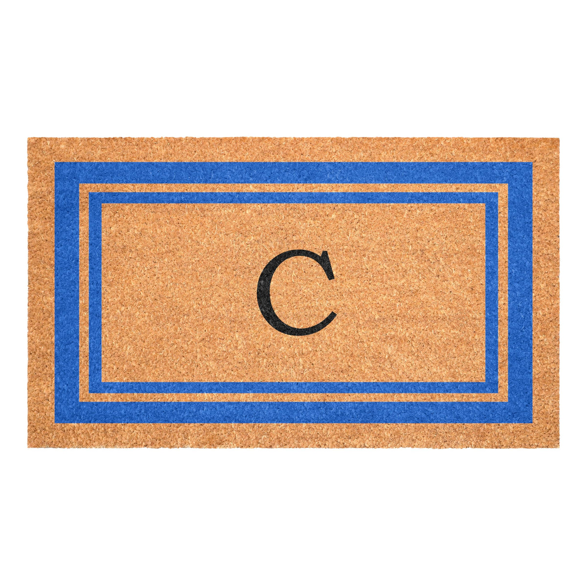 Calloway Mills felpudo frontal con monograma C y borde azul, entrada elegante