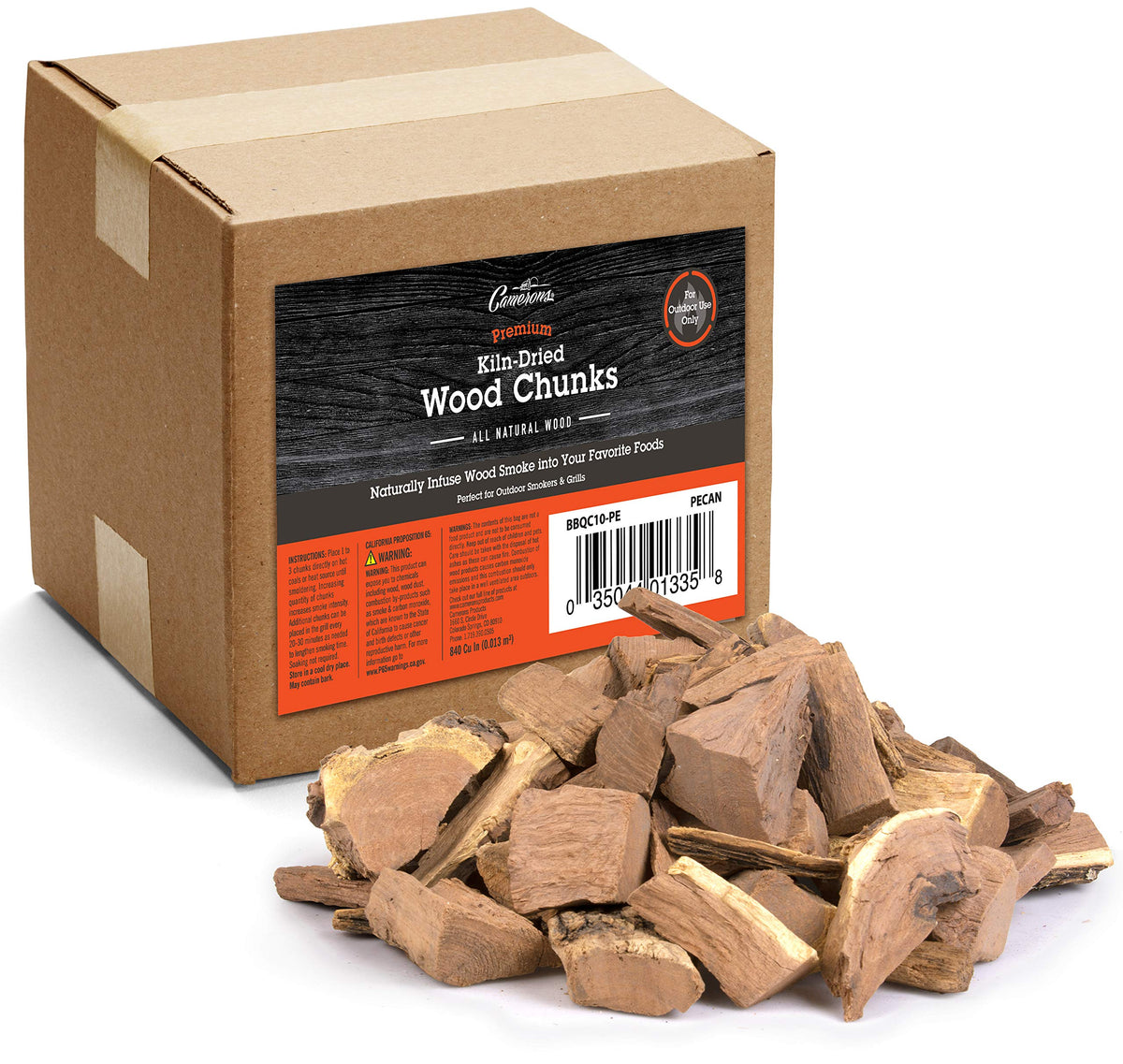Camerons bolsa frontal mostrando caja y marca con madera premium