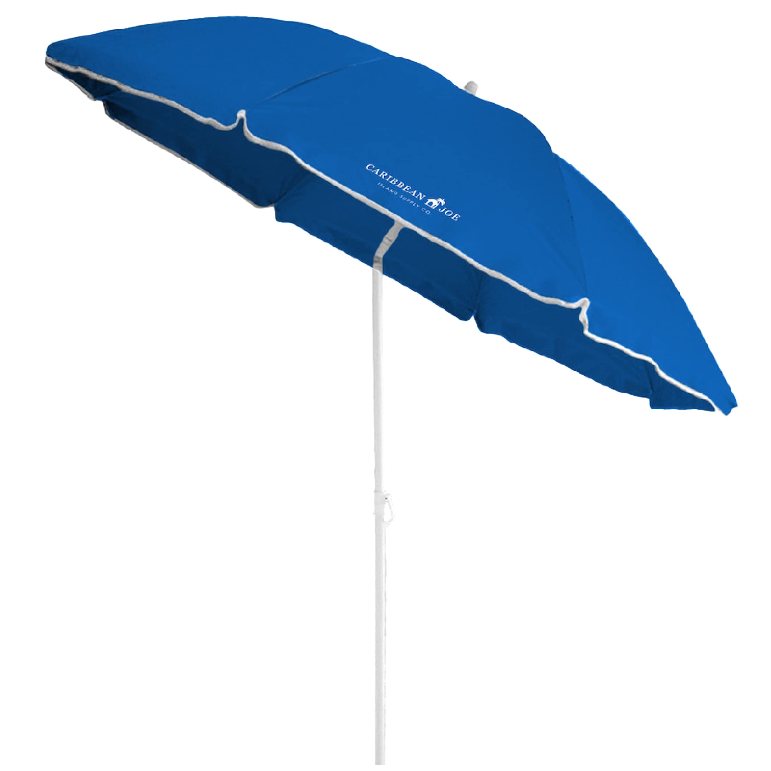 CARIBBEAN JOE sombrilla frontal azul mostrando cobertura amplia y protección