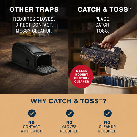 Catchmaster captura visible en bandeja adhesiva, mantiene la plaga inmóvil