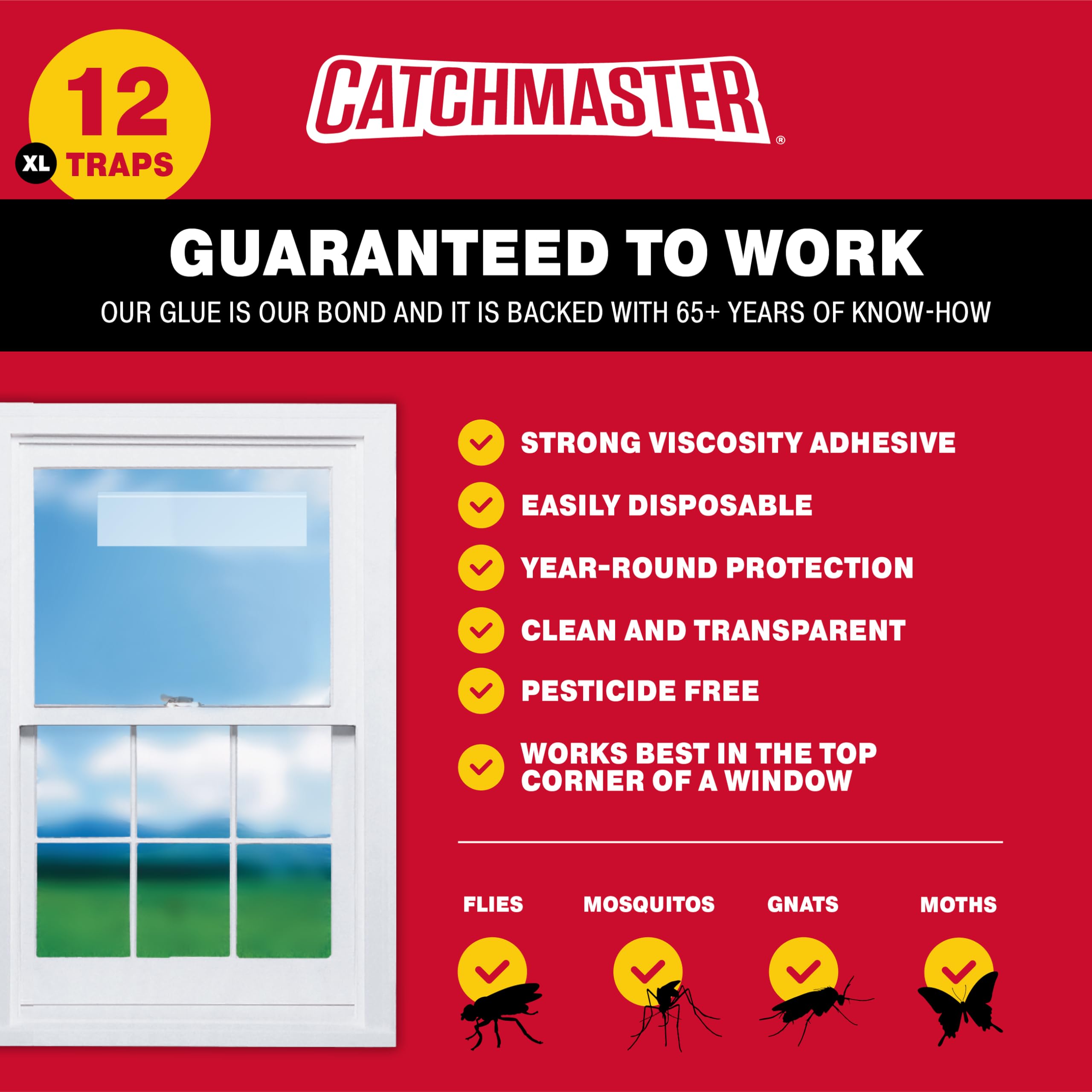 Catchmaster colocado en ventana de cocina para atrapar moscas y mantener higiene