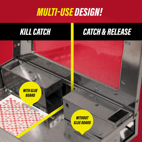 Catchmaster etiqueta informativa con instrucciones y beneficios claros