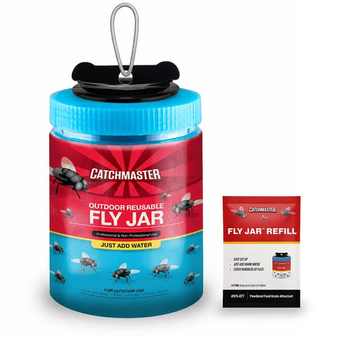 Catchmaster frascos azules embalaje frontal muestra protección