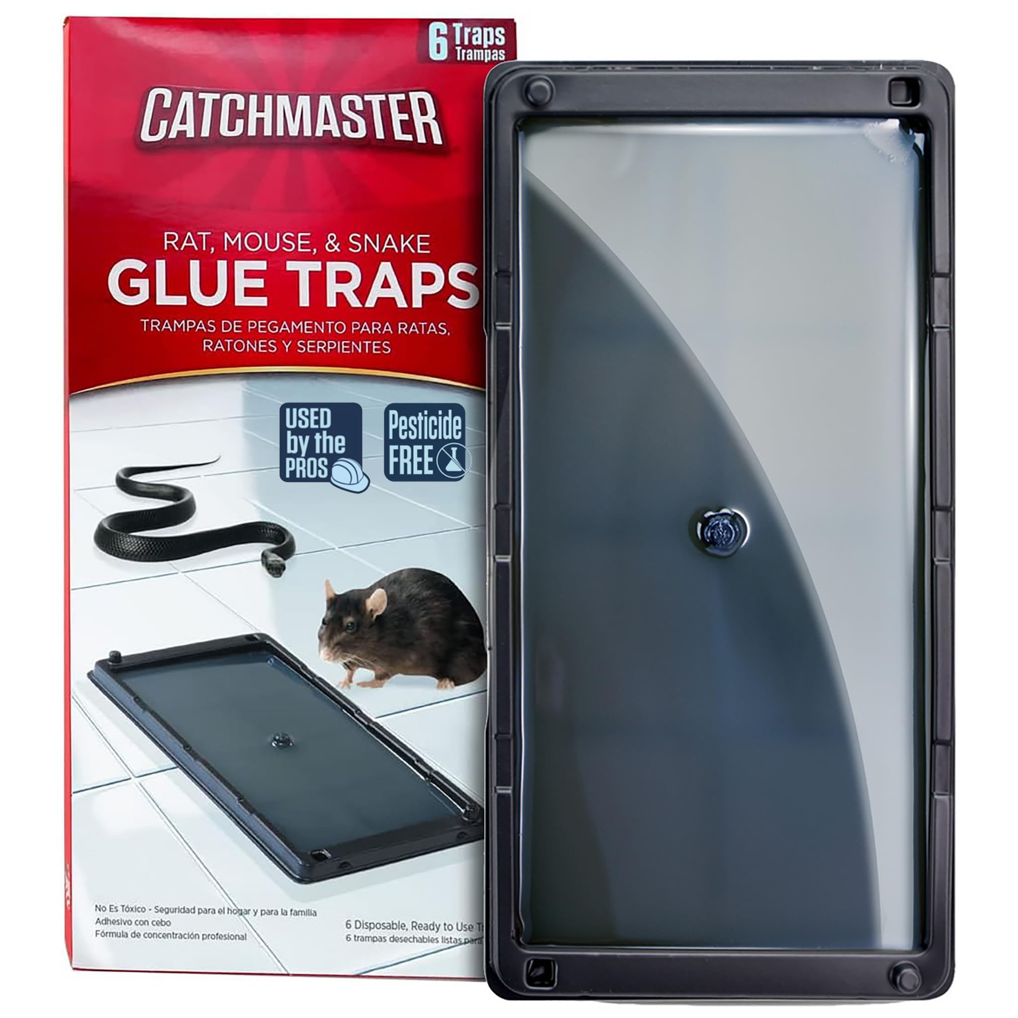 Catchmaster vista frontal del empaque, control discreto de plagas