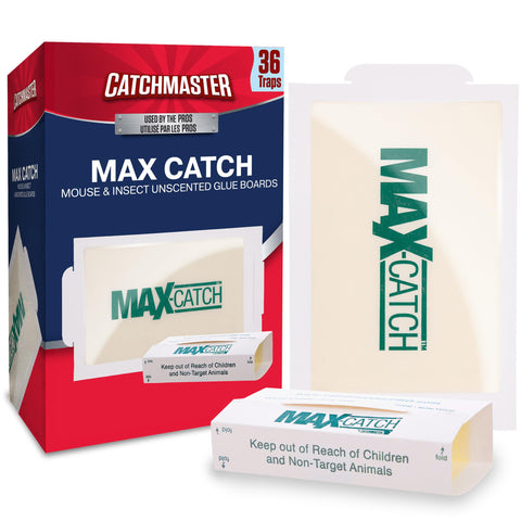 Catchmaster paquete frontal mostrando 36 bandejas adhesivas y beneficiando control masivo
