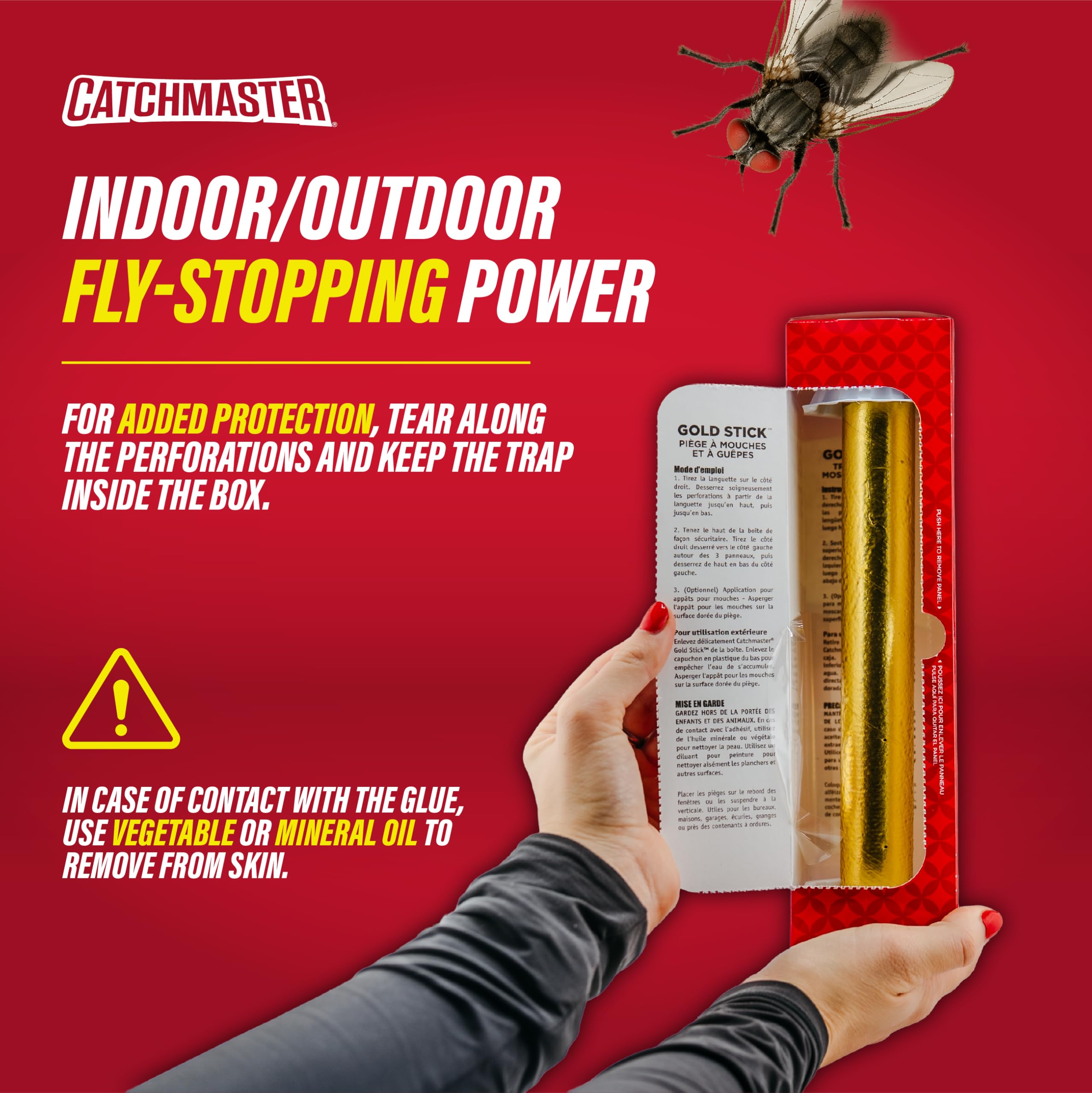 Catchmaster trampa en patio al aire libre protegiendo área de comidas