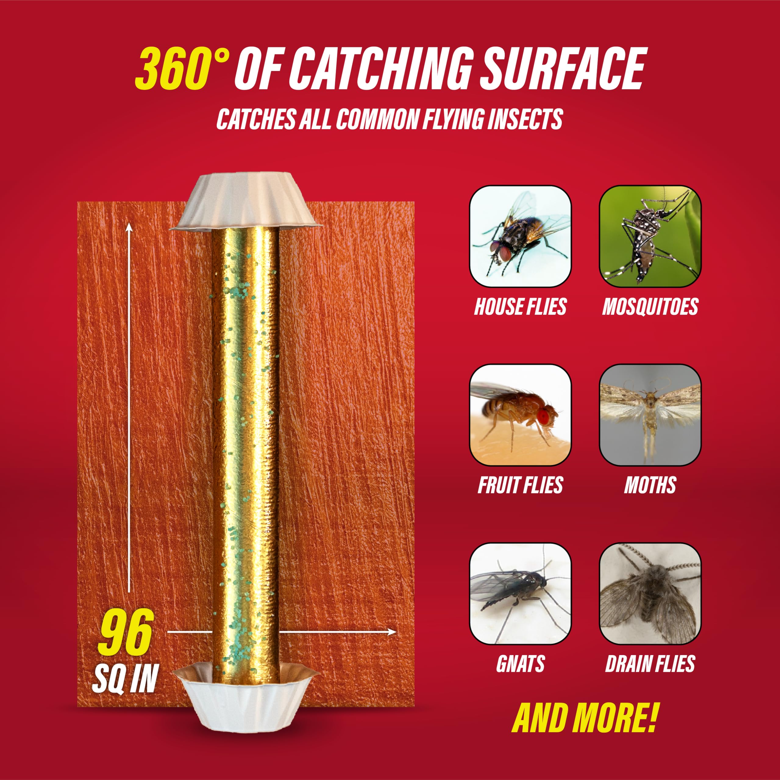 Catchmaster trampa colgada en ventana mostrando atracción y seguridad
