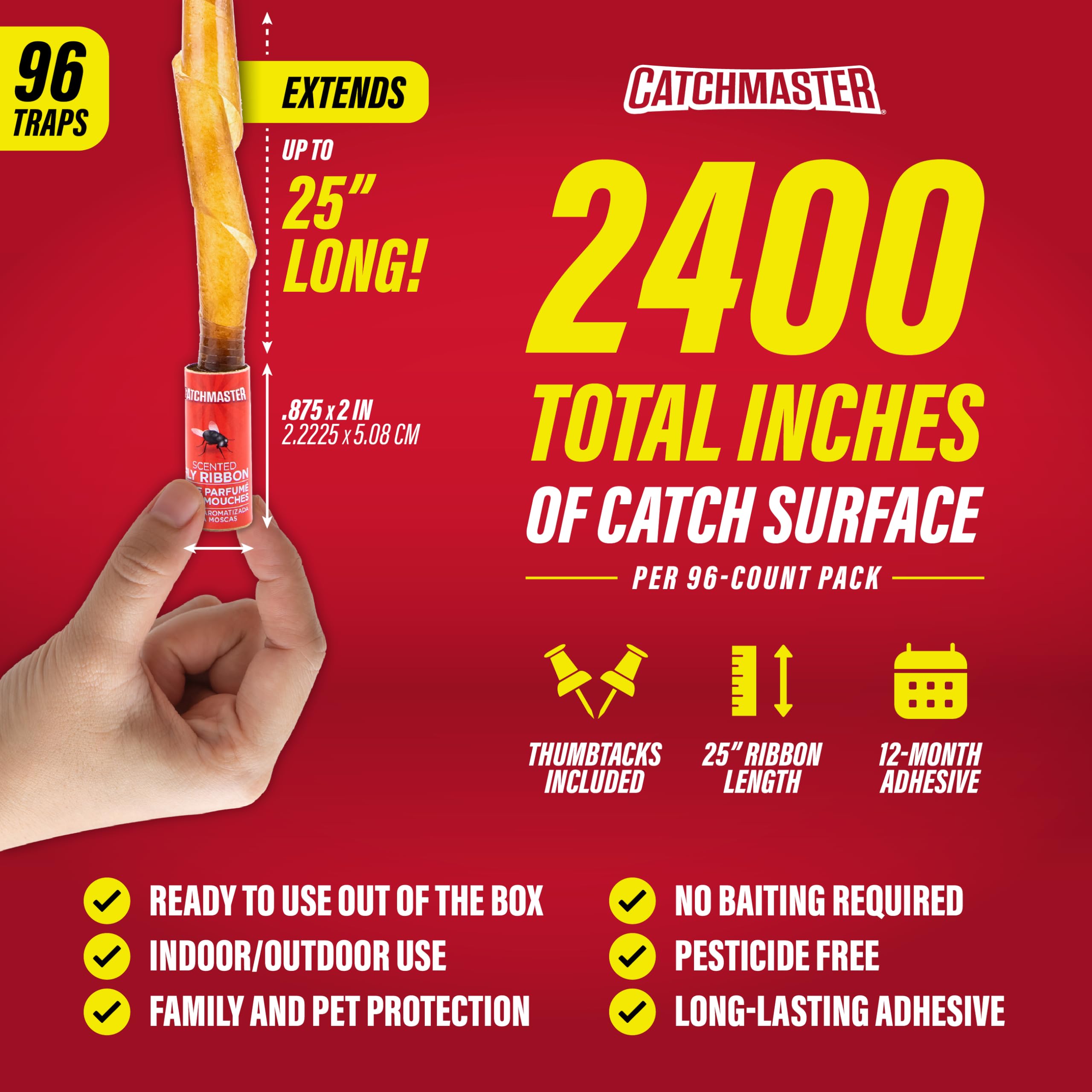 Catchmaster primer plano del adhesivo que muestra textura pegajosa y alta captura