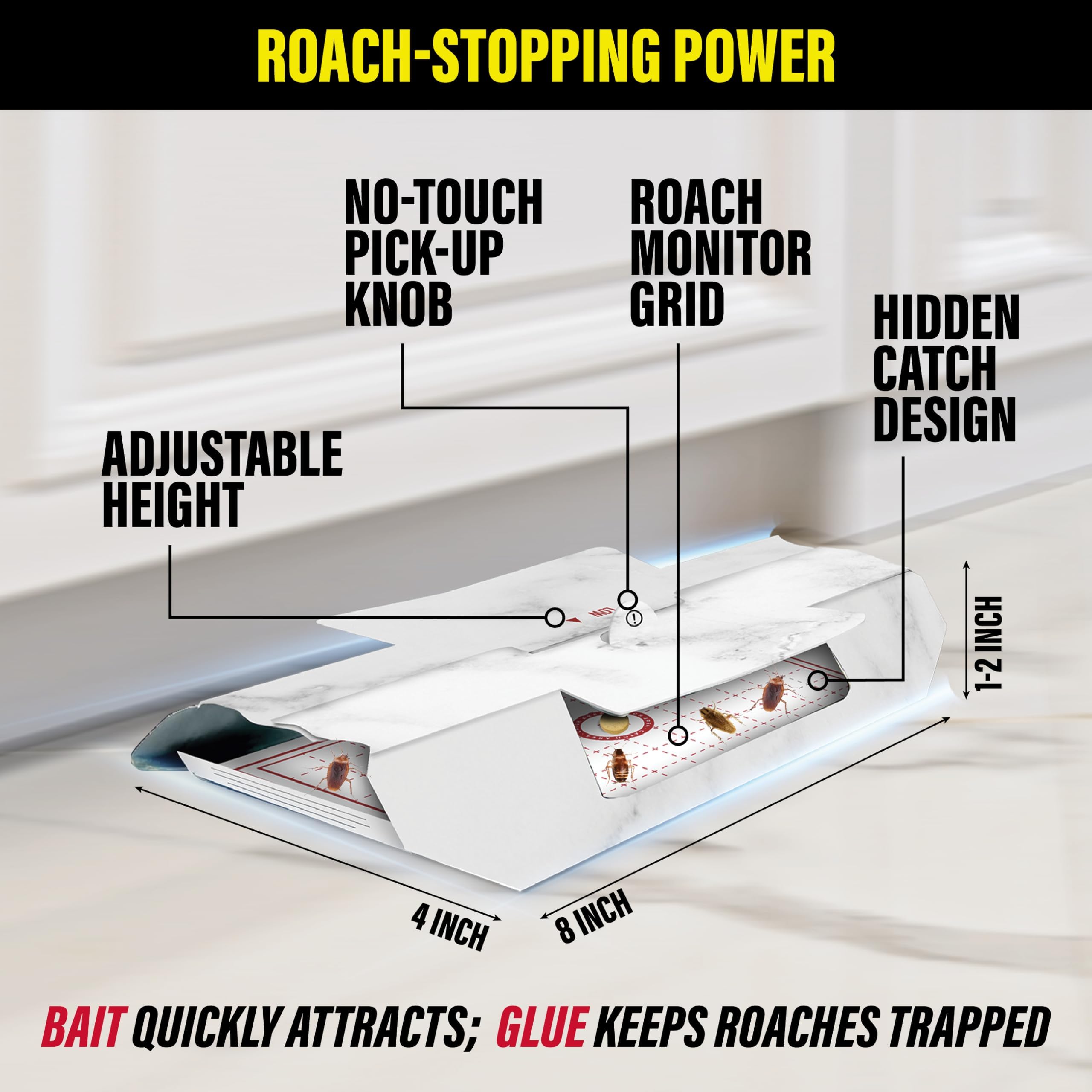 Catchmaster trampa abierta con cebo listo para atraer cucarachas