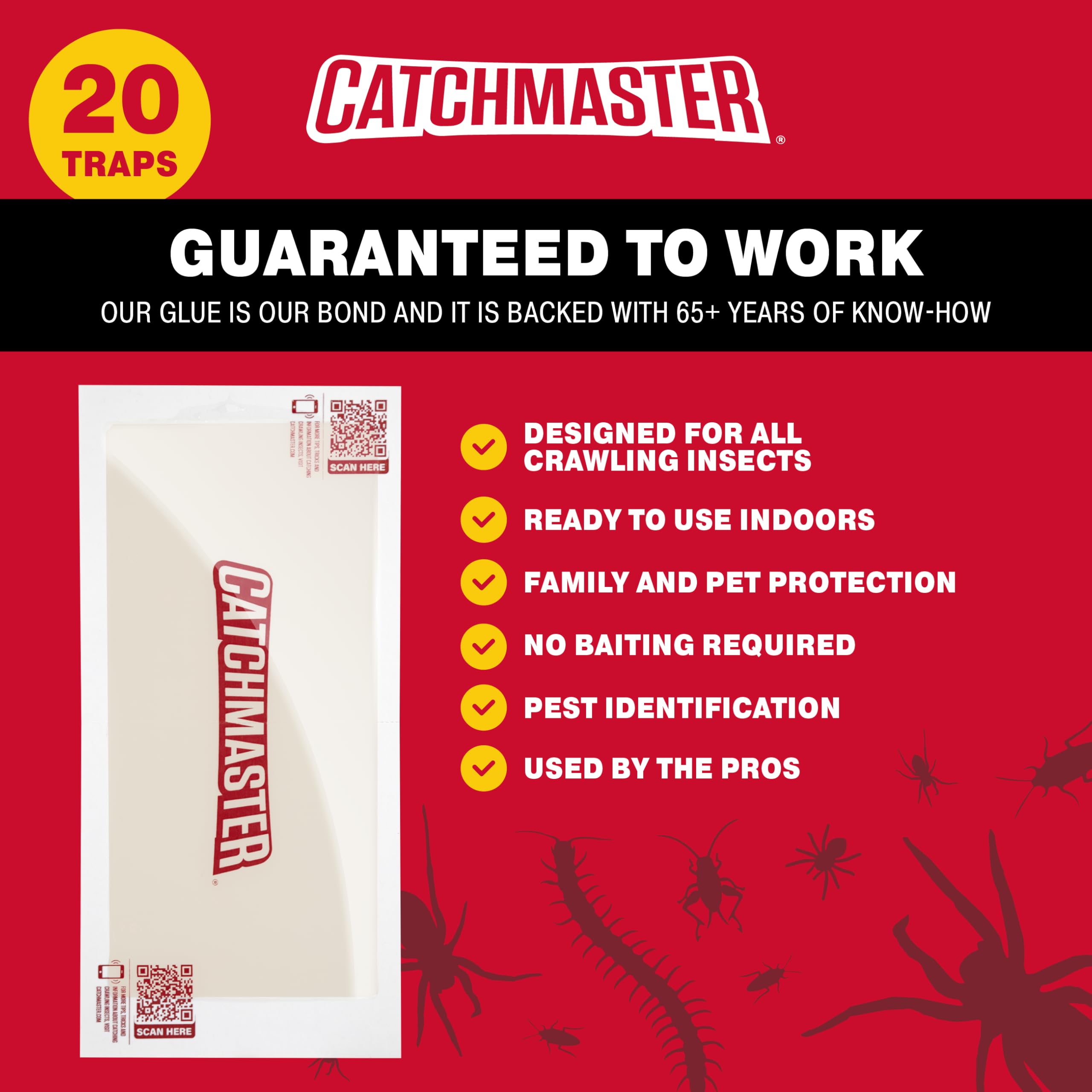 Catchmaster trampa colocada en zócalo atrapando insecto mostrando uso efectivo