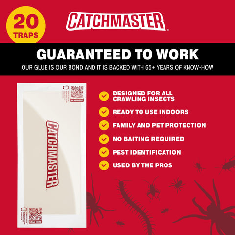 Catchmaster trampa colocada en zócalo atrapando insecto mostrando uso efectivo