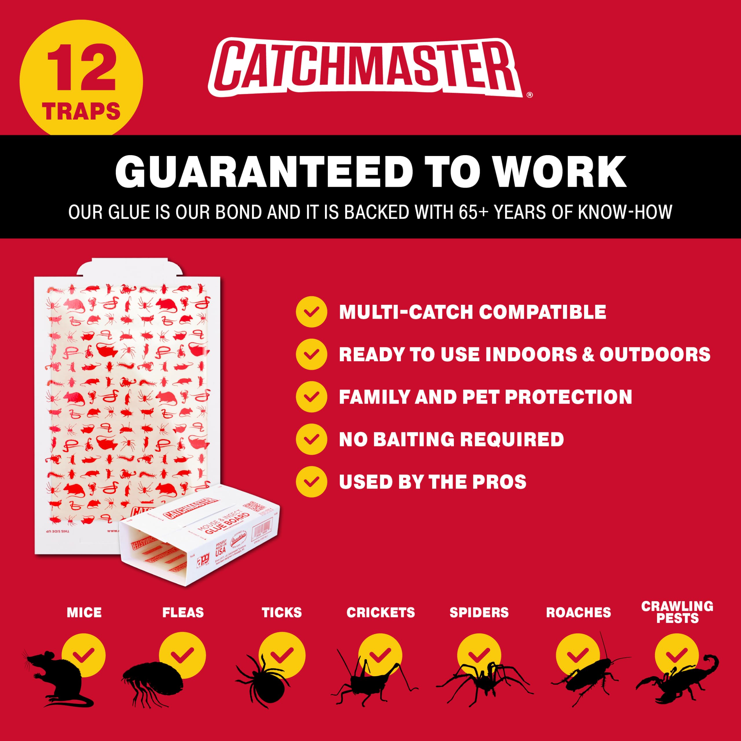 Catchmaster tabla colocada en garaje junto a pared para control sin pesticidas
