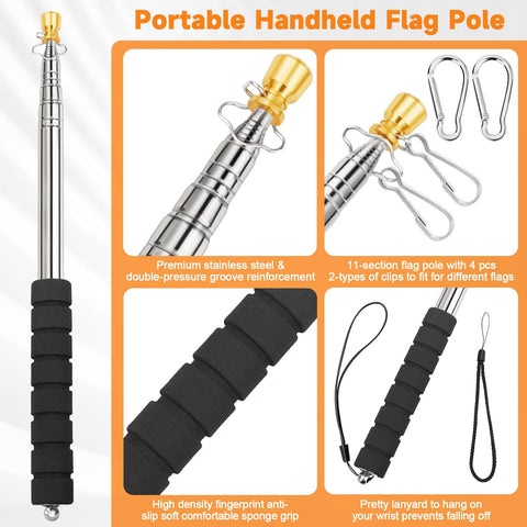 CATMOOW clips y mosquetones incluidos para sujetar banderas con seguridad