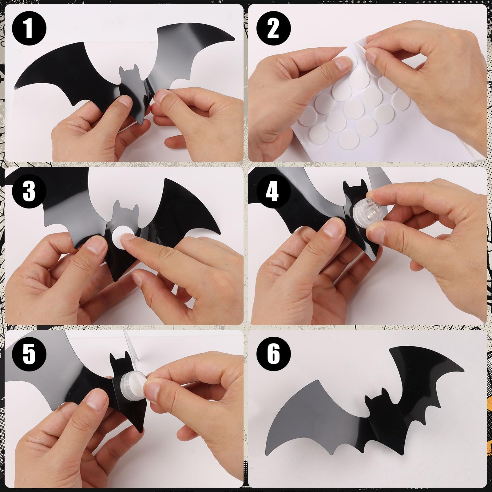 CCINEE murciélagos en pared creando ambiente de Halloween impactante