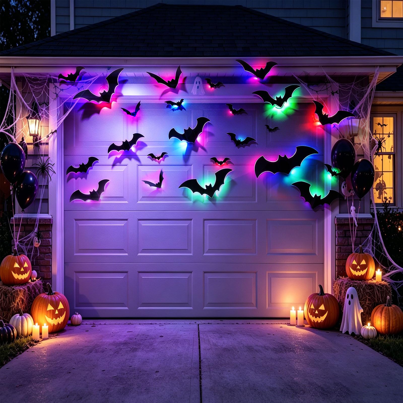 CCINEE murciélagos pegados en ventana con luces para efecto visible