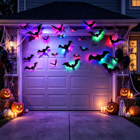 CCINEE murciélagos pegados en ventana con luces para efecto visible