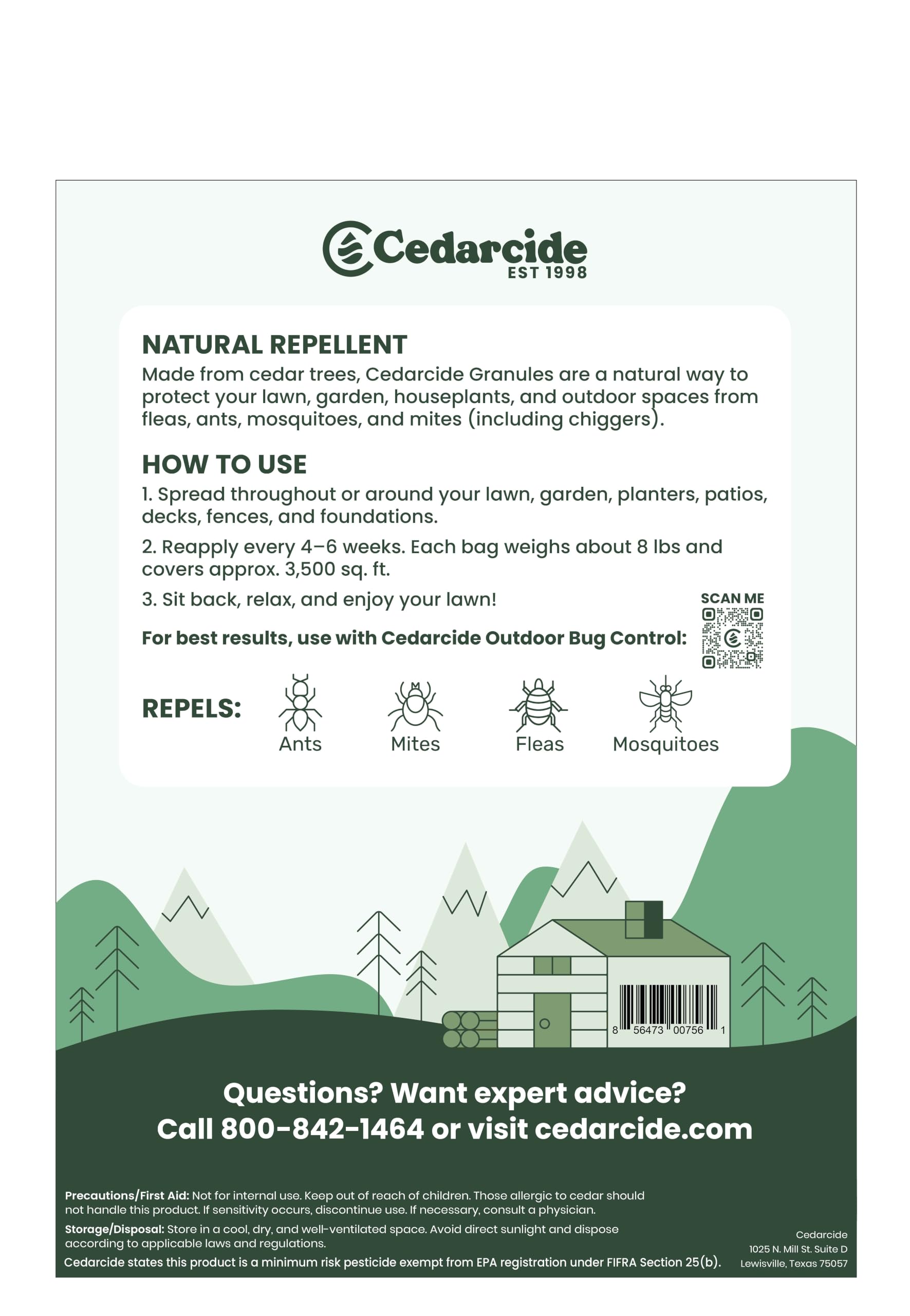 Cedarcide etiqueta con ingredientes naturales y instrucciones claras