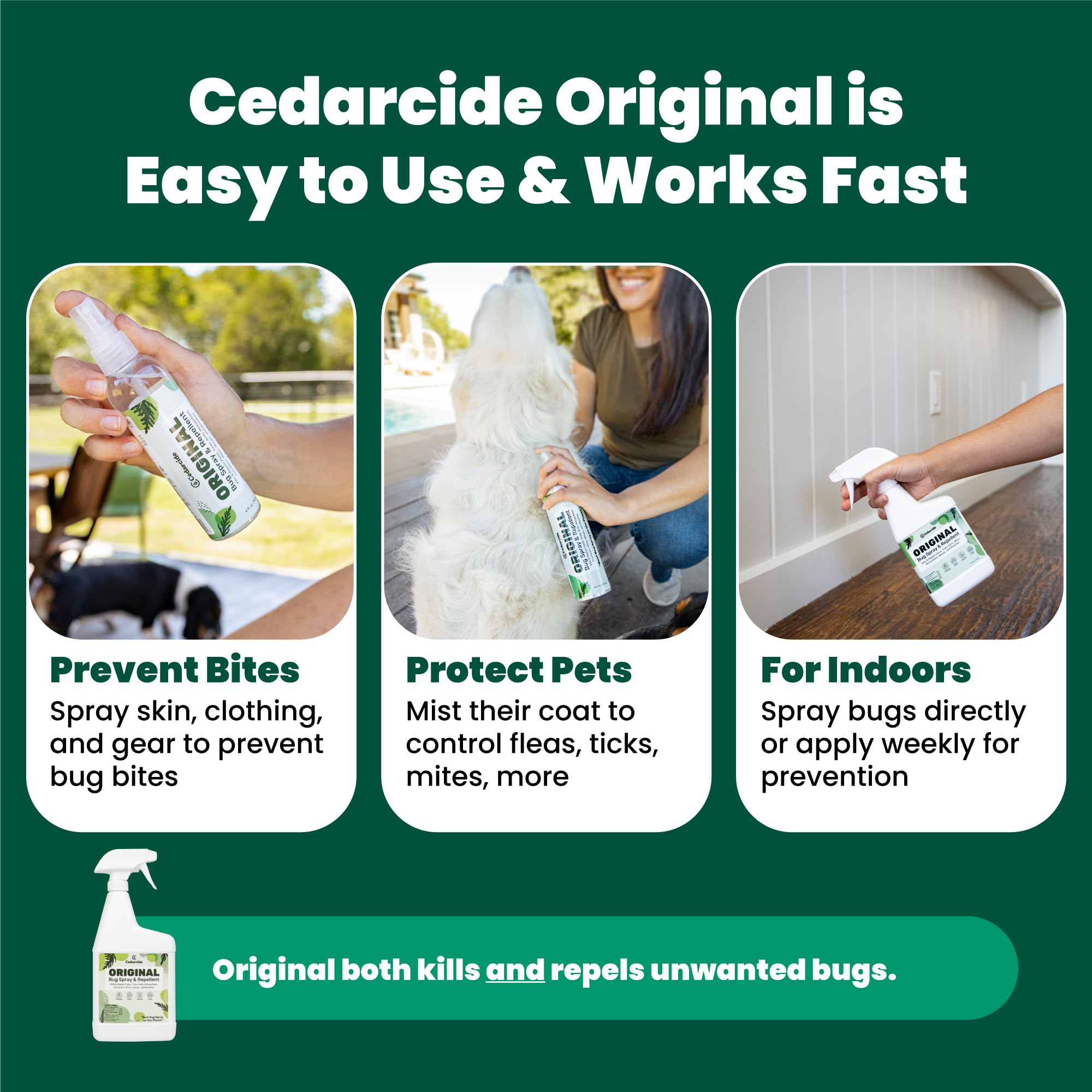 Comparación de tamaño de la pinta Cedarcide para entender cantidad útil