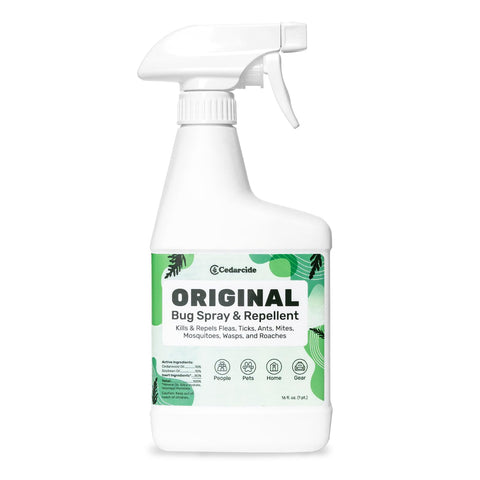 Cedarcide envase frontal mostrando diseño y tamaño, protección natural efectiva