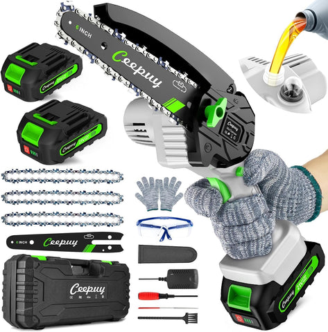 CEEPUY motosierra frontal mostrando diseño portátil y ligera