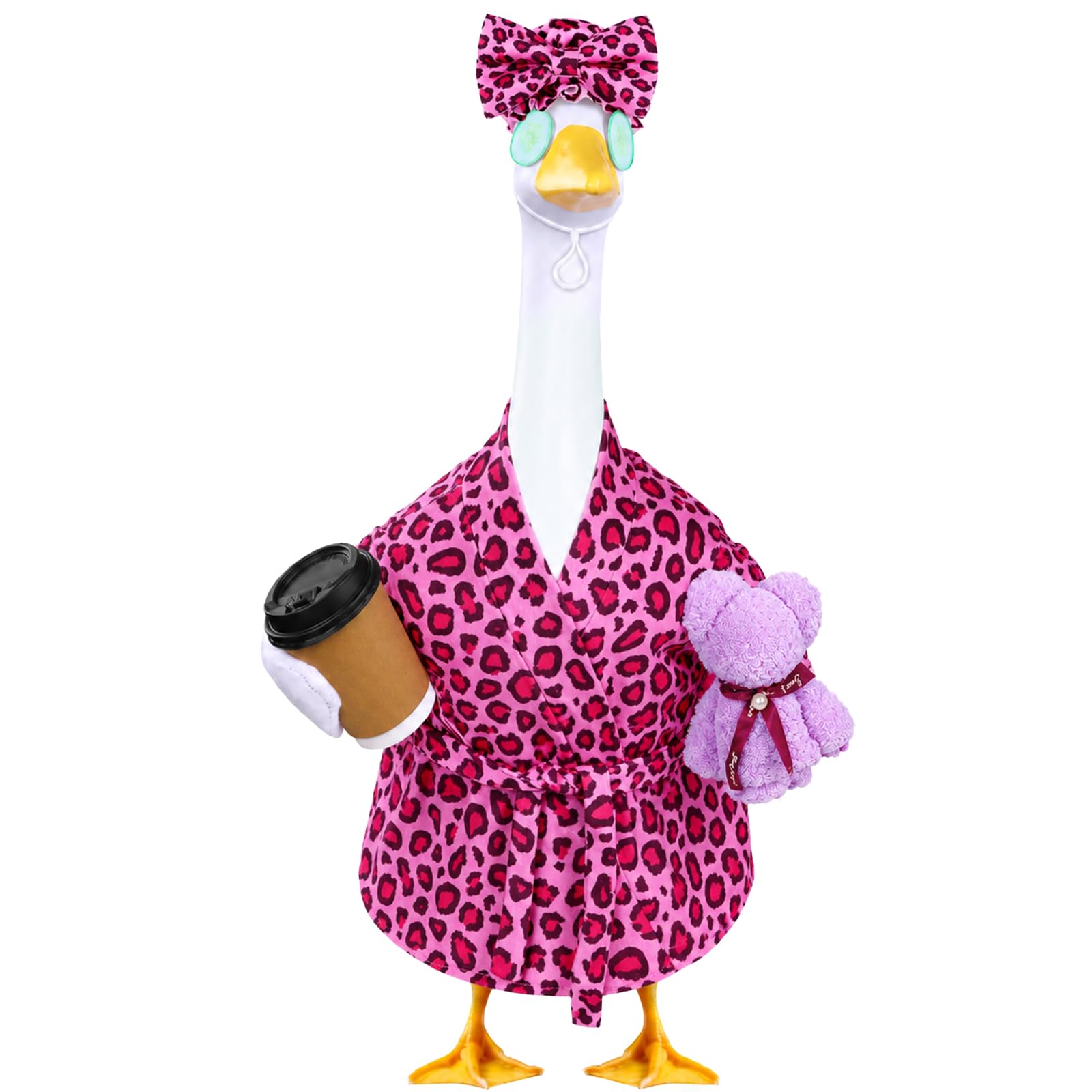 Celltestria vista frontal del disfraz en bata rosa leopardo mostrando carácter exterior
