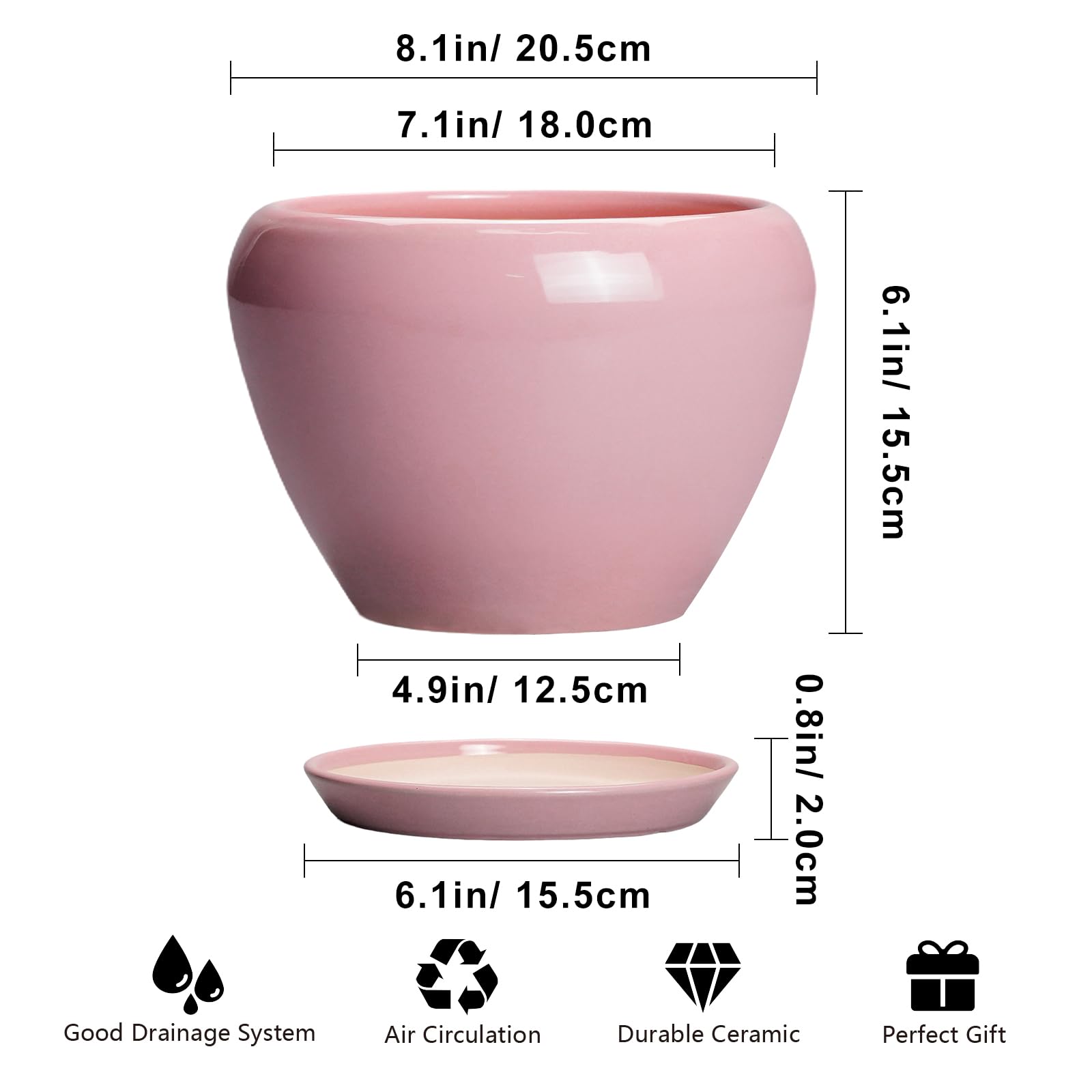 Ceramicfor orificio de drenaje y platillo reciclando agua para raíces sanas