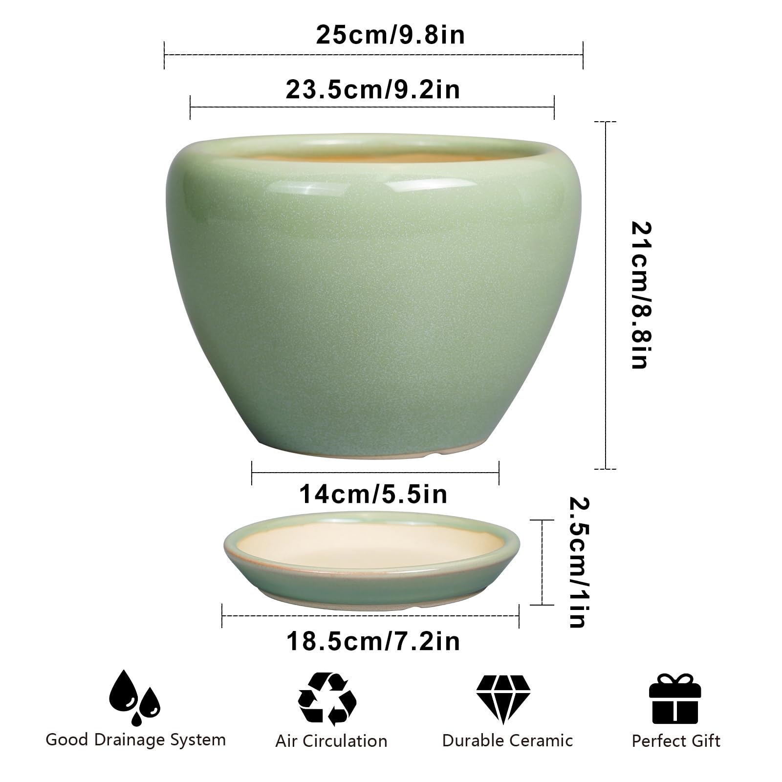 Ceramicfor maceta en uso sobre mesa protegiendo la superficie y embelleciendo