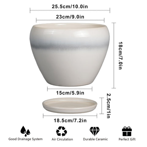 Ceramicfor maceta con platillo protegiendo la superficie tras el riego