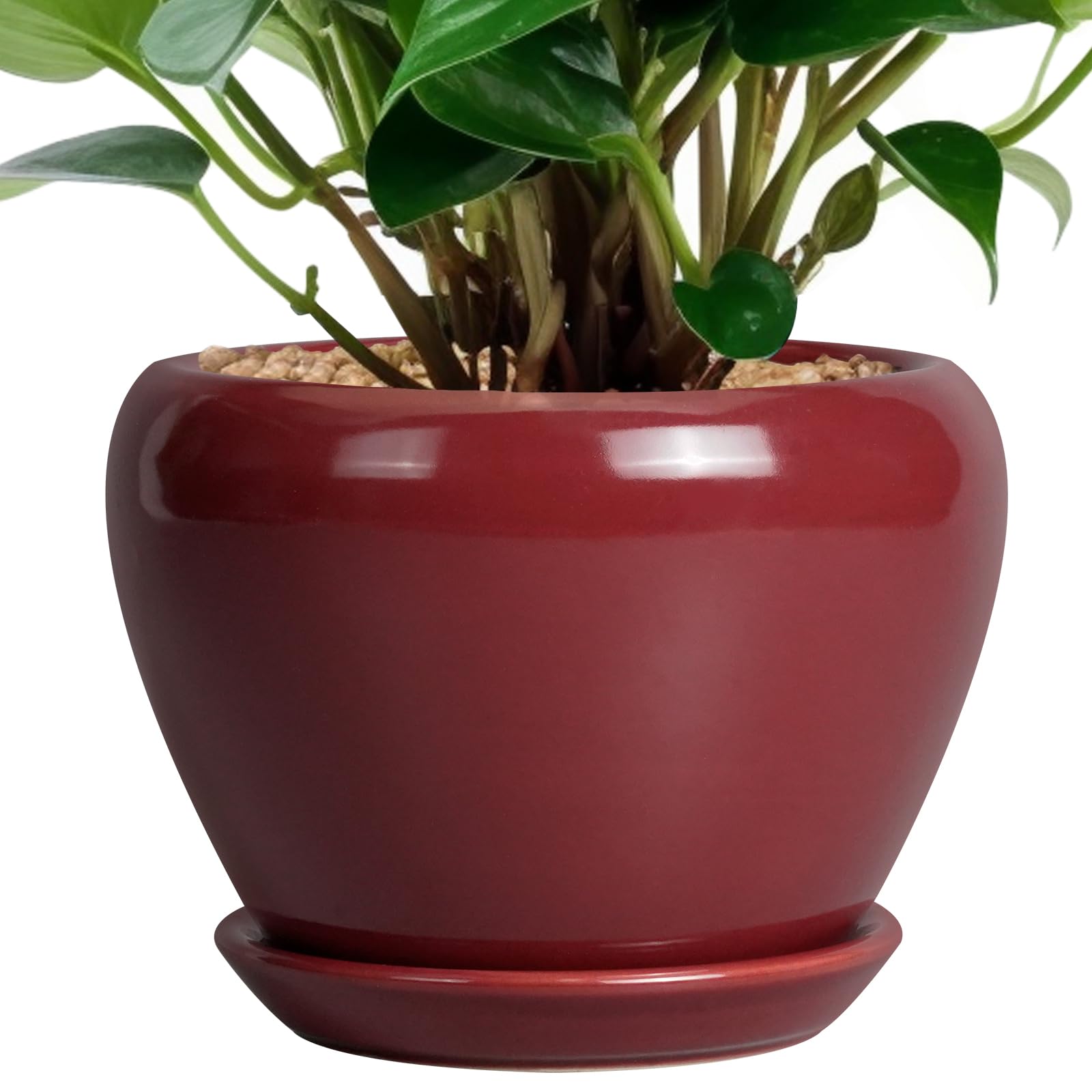 Ceramicfor maceta vista frontal roja con acabado brillante y estilo moderno