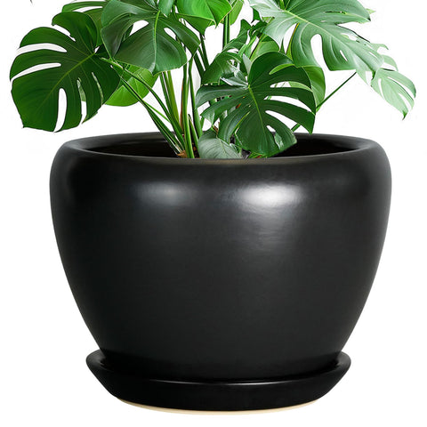 Ceramicfor maceta frontal negro elegante y estable para decoración