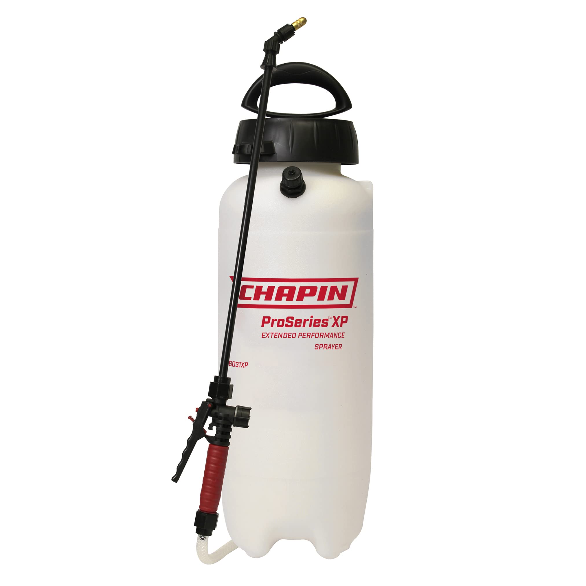 CHAPIN pulverizador 26031XP frente, vista del depósito y accesorios, facilita aplicaciones