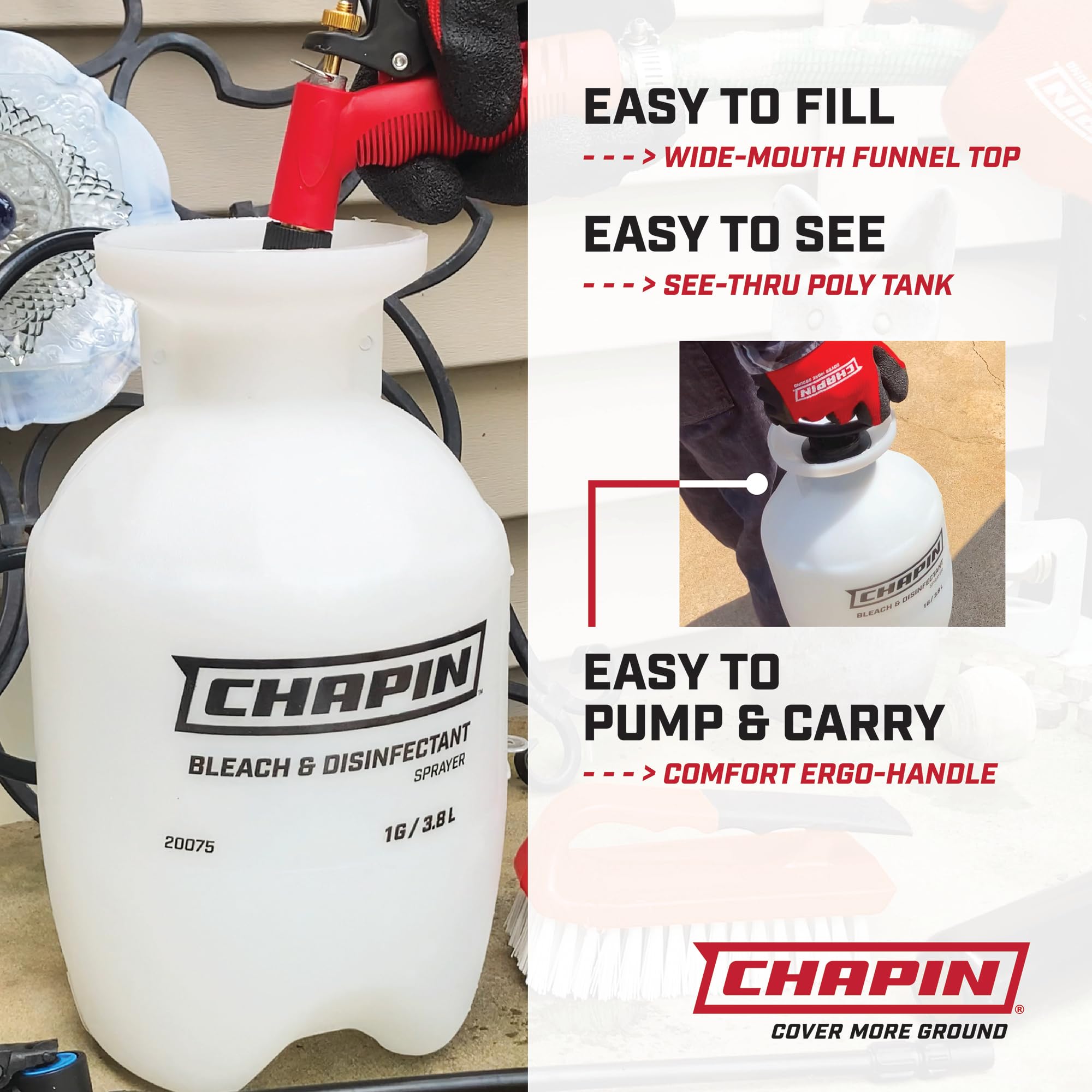 CHAPIN boquilla ajustable en primer plano para controlar patrón de rociado